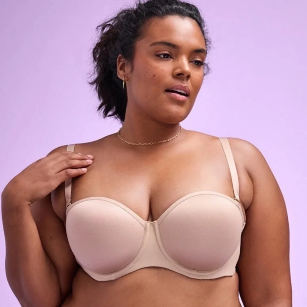 NWT Thirdlove 24/7 Classic Strapless Bra Microfiber Power Mesh Nude Size‎ 36E